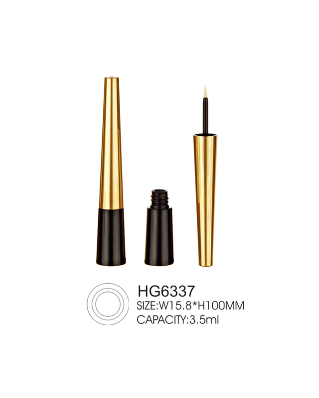 Luxury Plastic 3.5ml Mini Liquid Eyeliner Container Glod Brush Cap